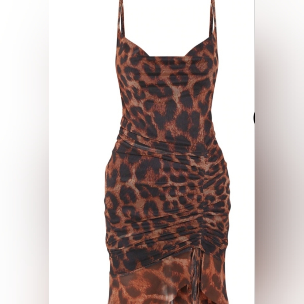 Pretty little things animal print ruched Bodycon dresses size 18